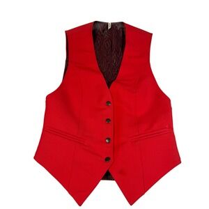 Golden Dress Bright Red Structured Snap Vest Germany Made Women's‎ Small Western
